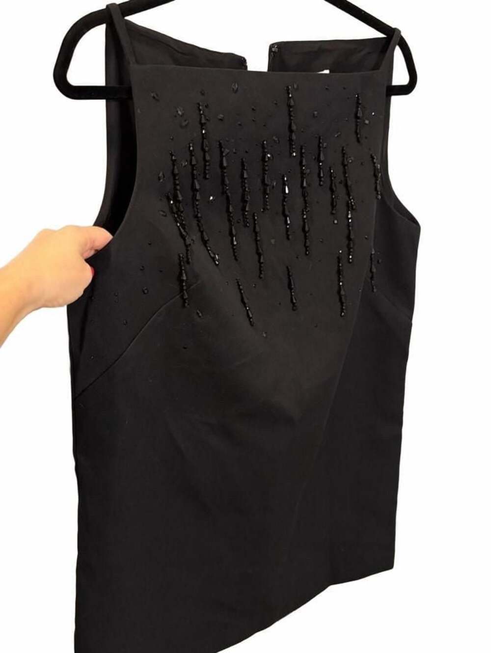 H&M Edition Black Beaded Embellished Shift Mini Dress Cocktail Party NWT Y2K M